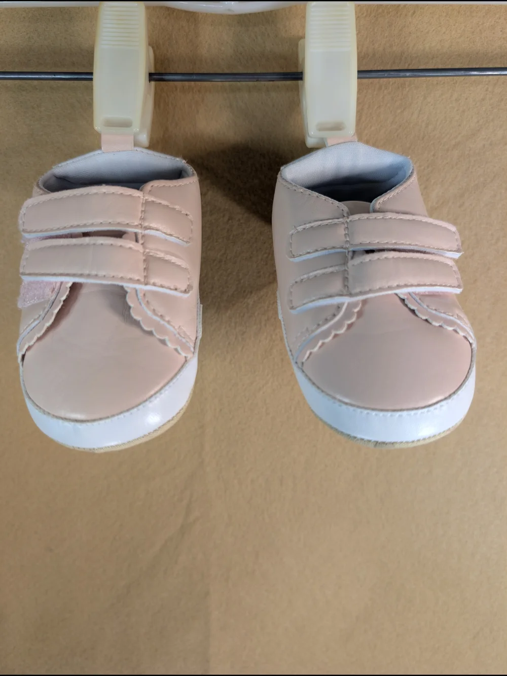 Kensie Baby Walker Shoes in Light Pink with White Trim